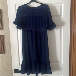 SHEIN Blue Ruffled Tiered Dress Casual